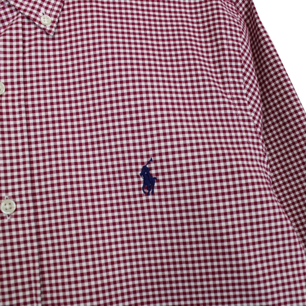 Polo Ralph Lauren Red and White Gingham Check Long Sleeve Cotton Shirt