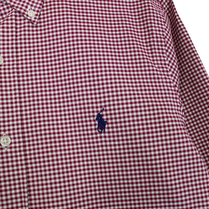 Polo Ralph Lauren Red and White Gingham Check Long Sleeve Cotton Shirt