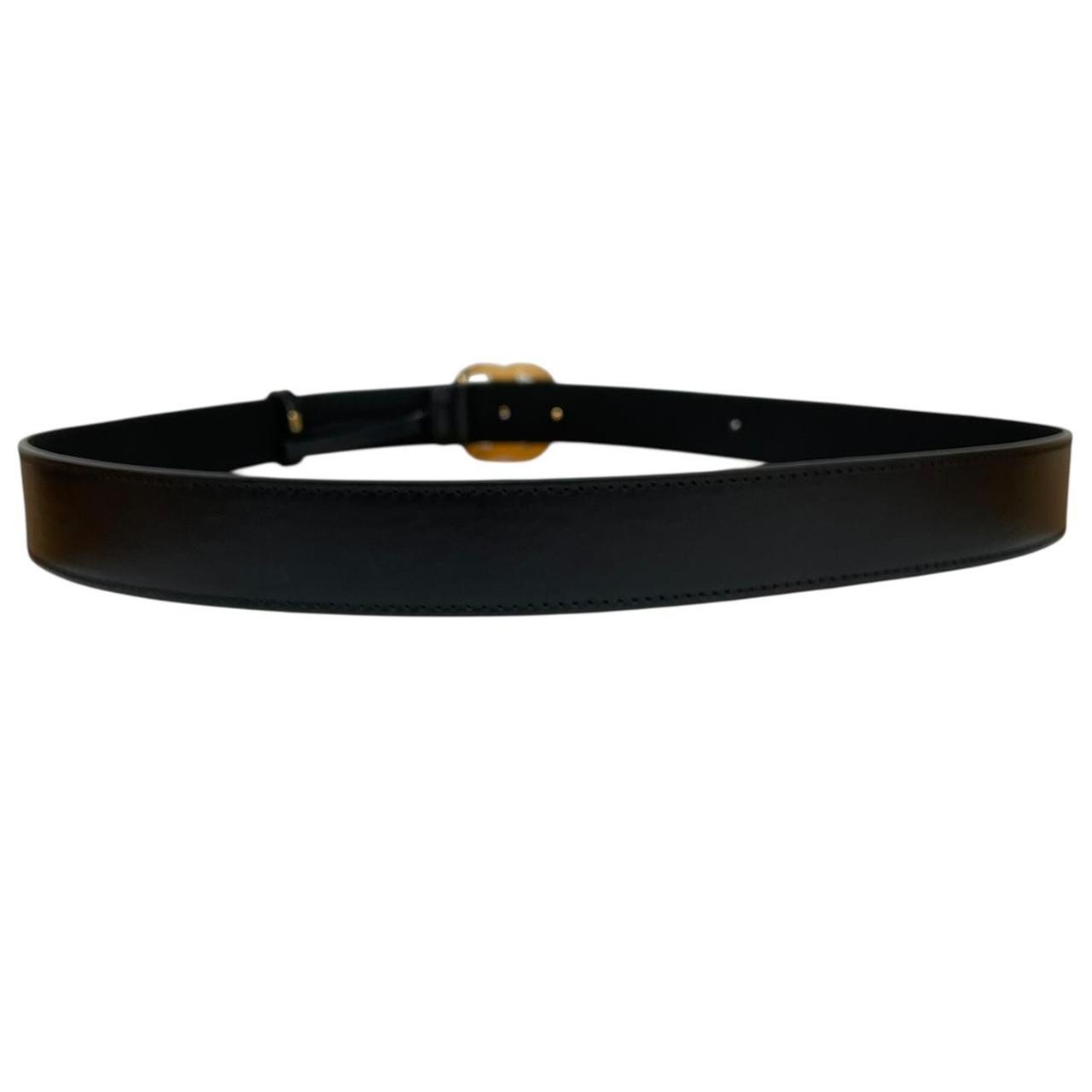 Gucci Black and Gold Marmont Leather Belt with GG Buckle