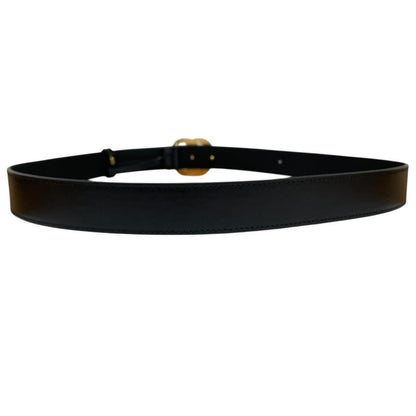 Gucci Black and Gold Marmont Leather Belt with GG Buckle