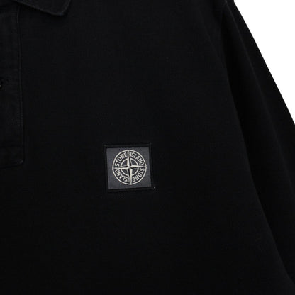 Stone Island Black Long Sleeve Compass Polo Shirt