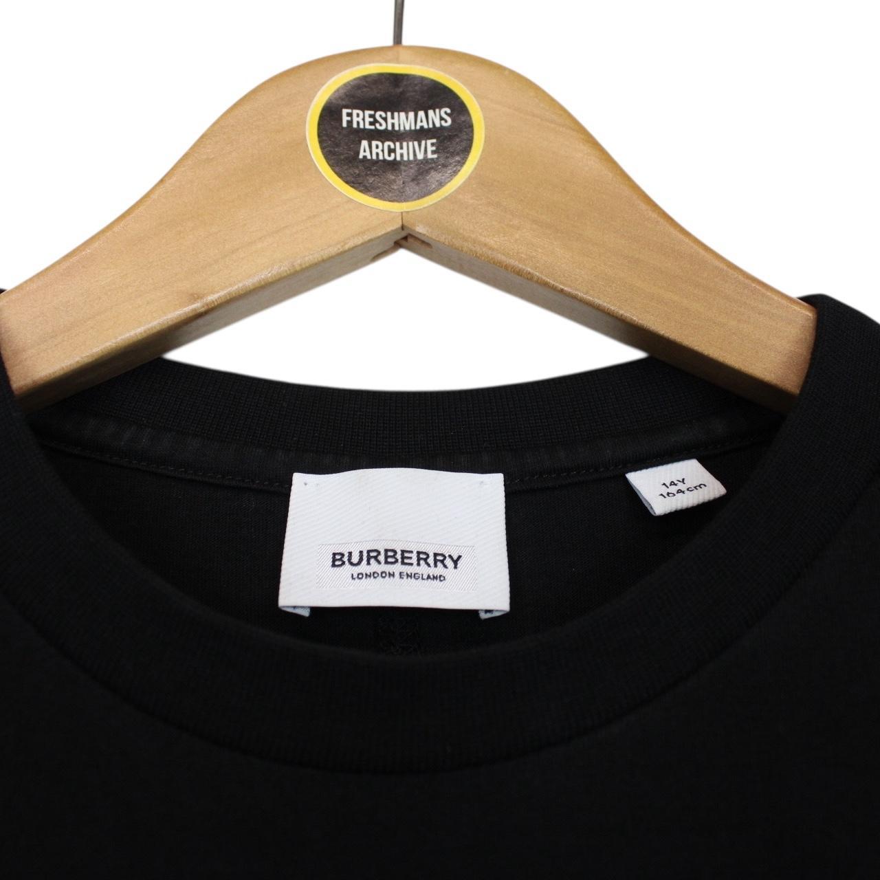 Burberry Black and White Logo Print Long Sleeve Cotton T-Shirt