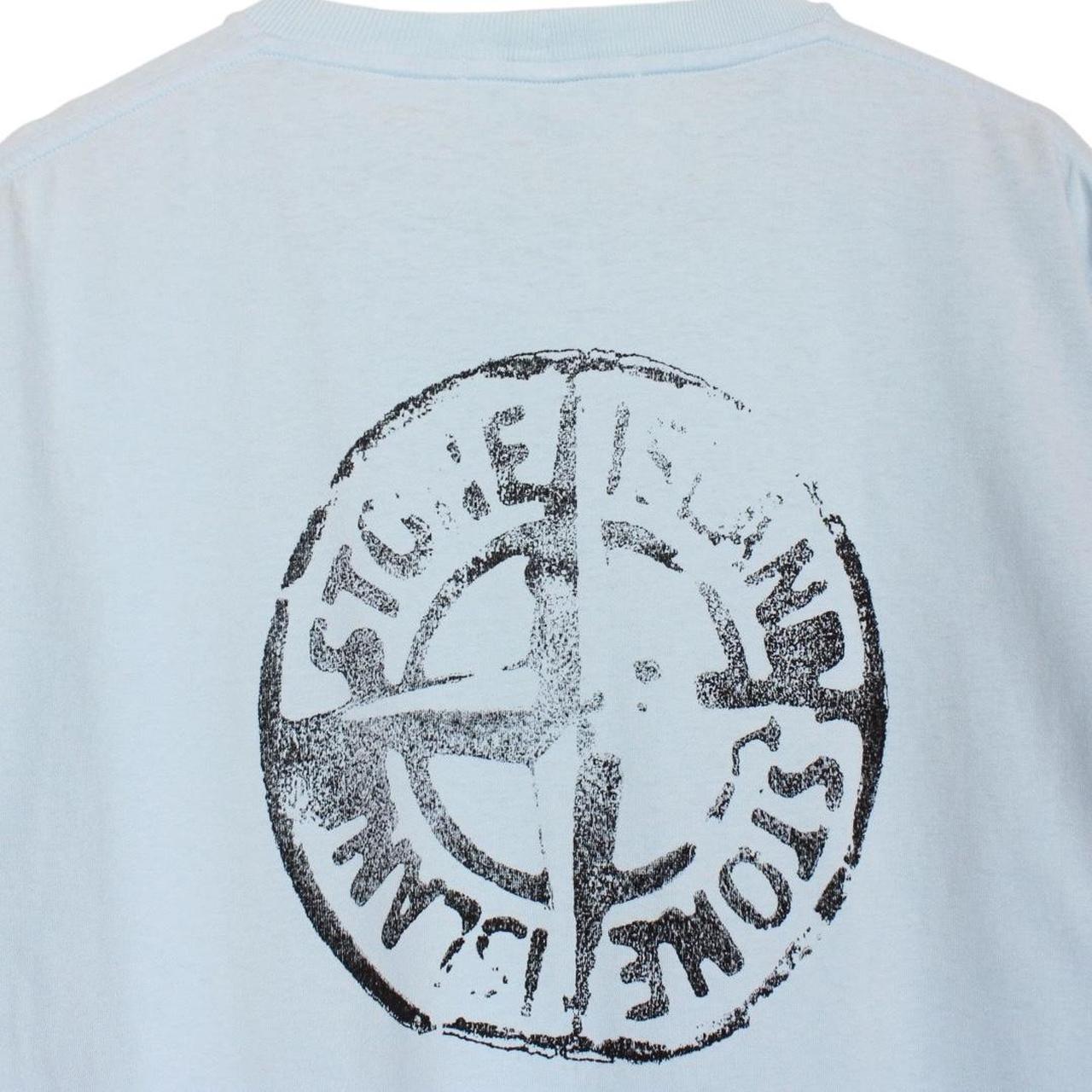 Stone Island AW 2023 Light Blue Short Sleeve Cotton Logo Print T-Shirt
