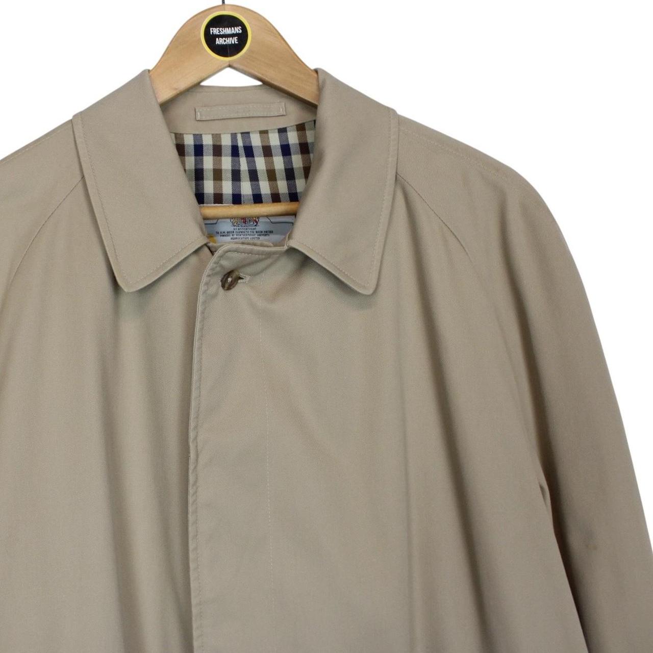 Vintage 90s Aquascutum Tan Brown House Check Aqua 5 Single Breasted Trench Coat