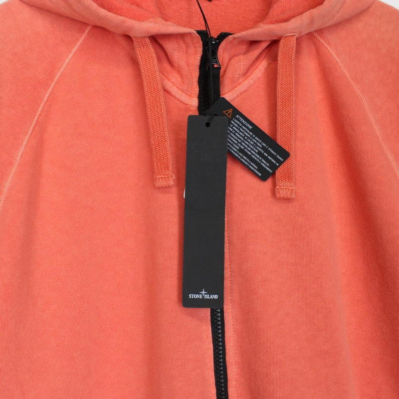 Stone Island SS 2022 Orange Full Zip Cotton Hoodie Jumper