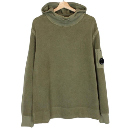 CP Company Olive Green Polar Fleece Lens Hoodie Jumper