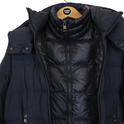 Moncler Brique Navy Blue Full Zip Hooded Down Jacket