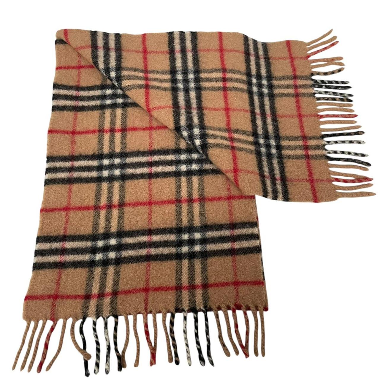 Vintage 90s Burberry Beige Nova Check Lambswool Scarf