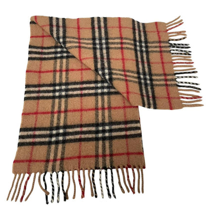 Vintage 90s Burberry Beige Nova Check Lambswool Scarf
