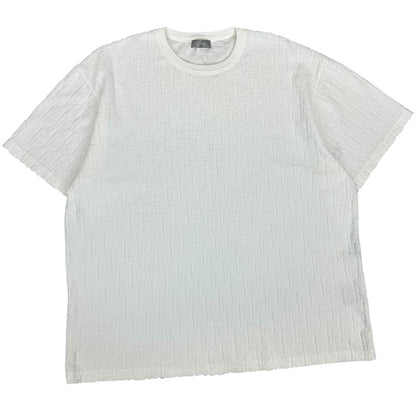 Dior White Oblique Monogram Towel Cotton Relaxed Fit Short Sleeve T-Shirt