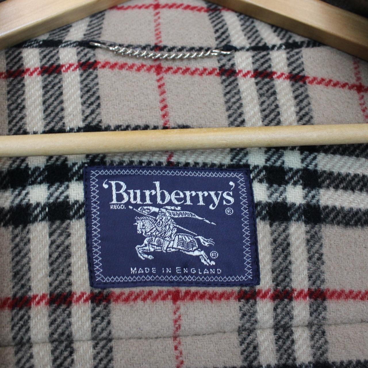 Vintage 90s Burberry Black Nova Check Wool Duffle Coat