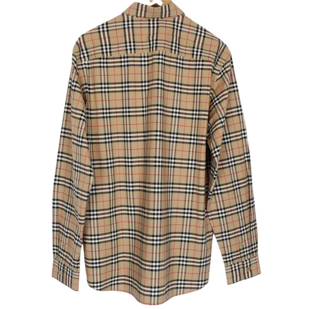 Burberry Tan Brown Nova Check Long Sleeve Poplin Cotton Shirt