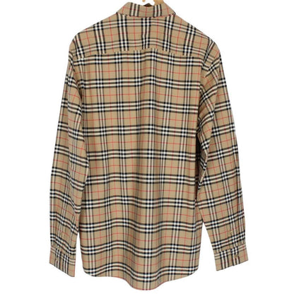 Burberry Tan Brown Nova Check Long Sleeve Poplin Cotton Shirt