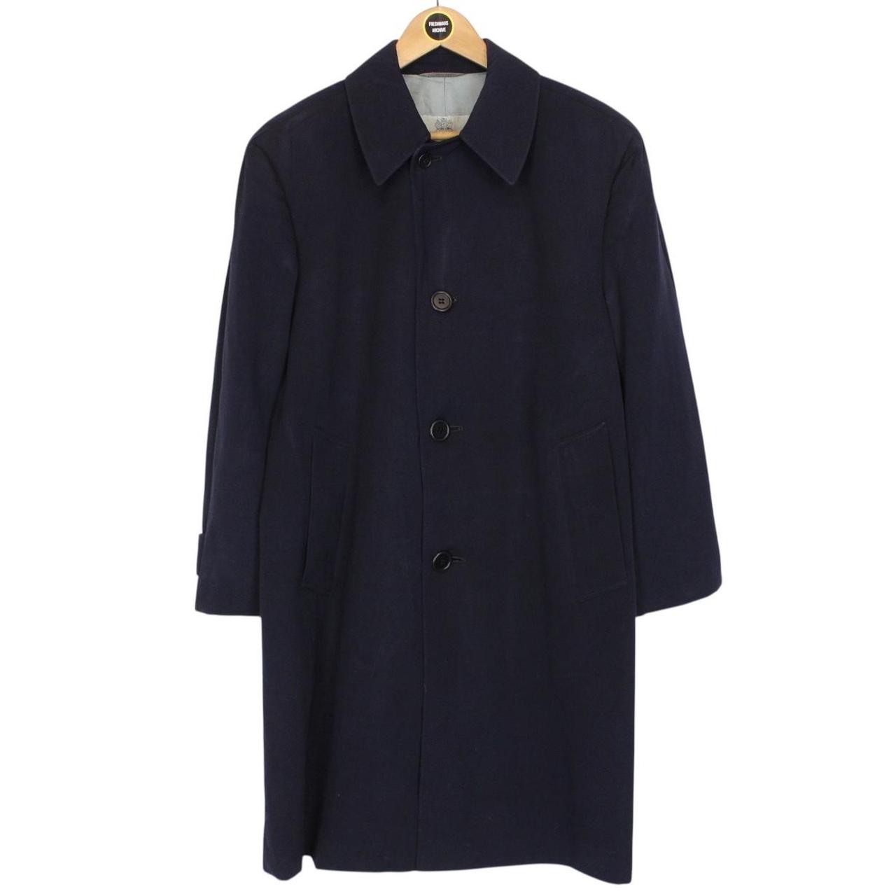 Vintage 80s Aquascutum Navy Blue Virgin Wool Overcoat
