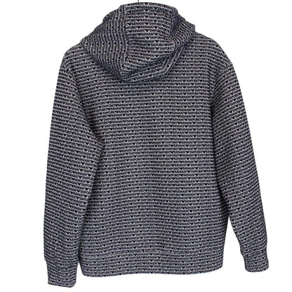 Emporio Armani black and grey hoodie with full zip and logo print design.