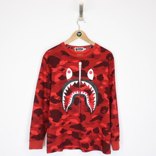 Bape Red Camo Shark Long Sleeve T-Shirt