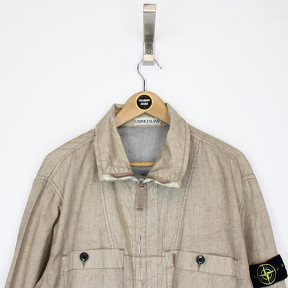 Vintage Stone Island SS 2003 Beige Resin Lino Flax Spalmultra Jacket