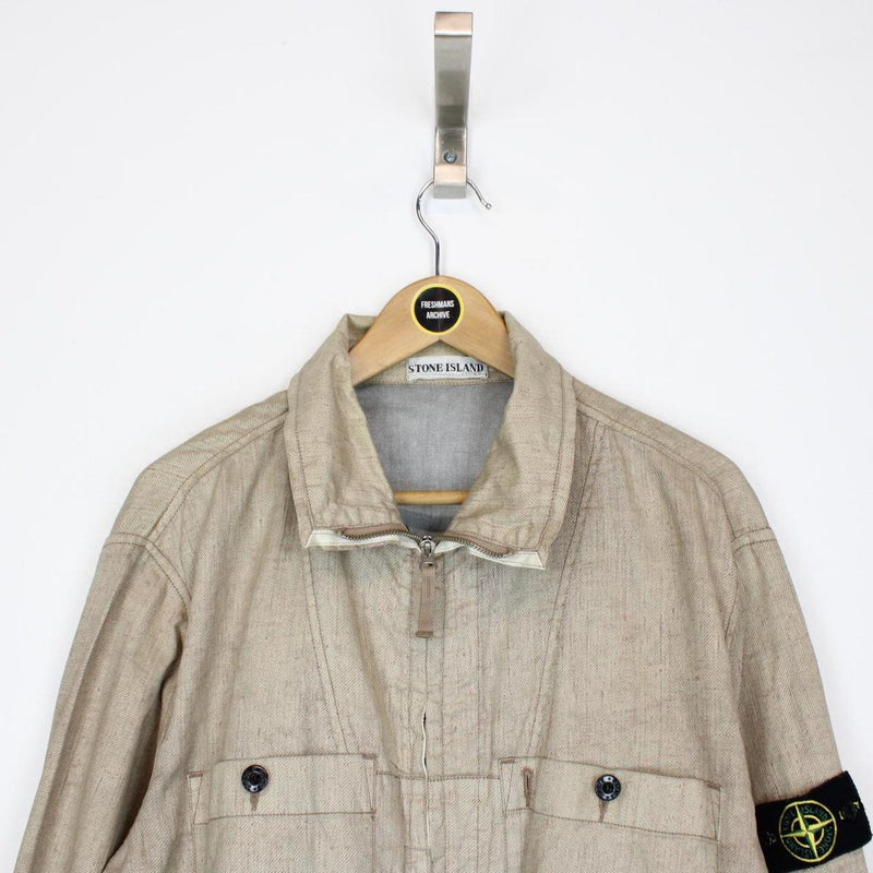Vintage Stone Island SS 2003 Beige Resin Lino Flax Spalmultra Jacket