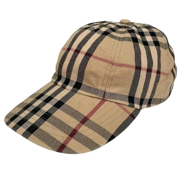 Vintage Burberry Tan Brown Nova Check Baseball Cap