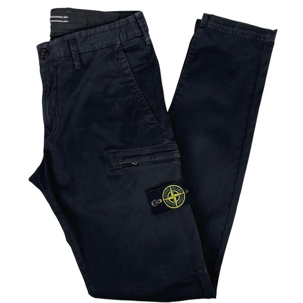 Stone Island AW 2021 Black Skinny Fit Cargo Trousers