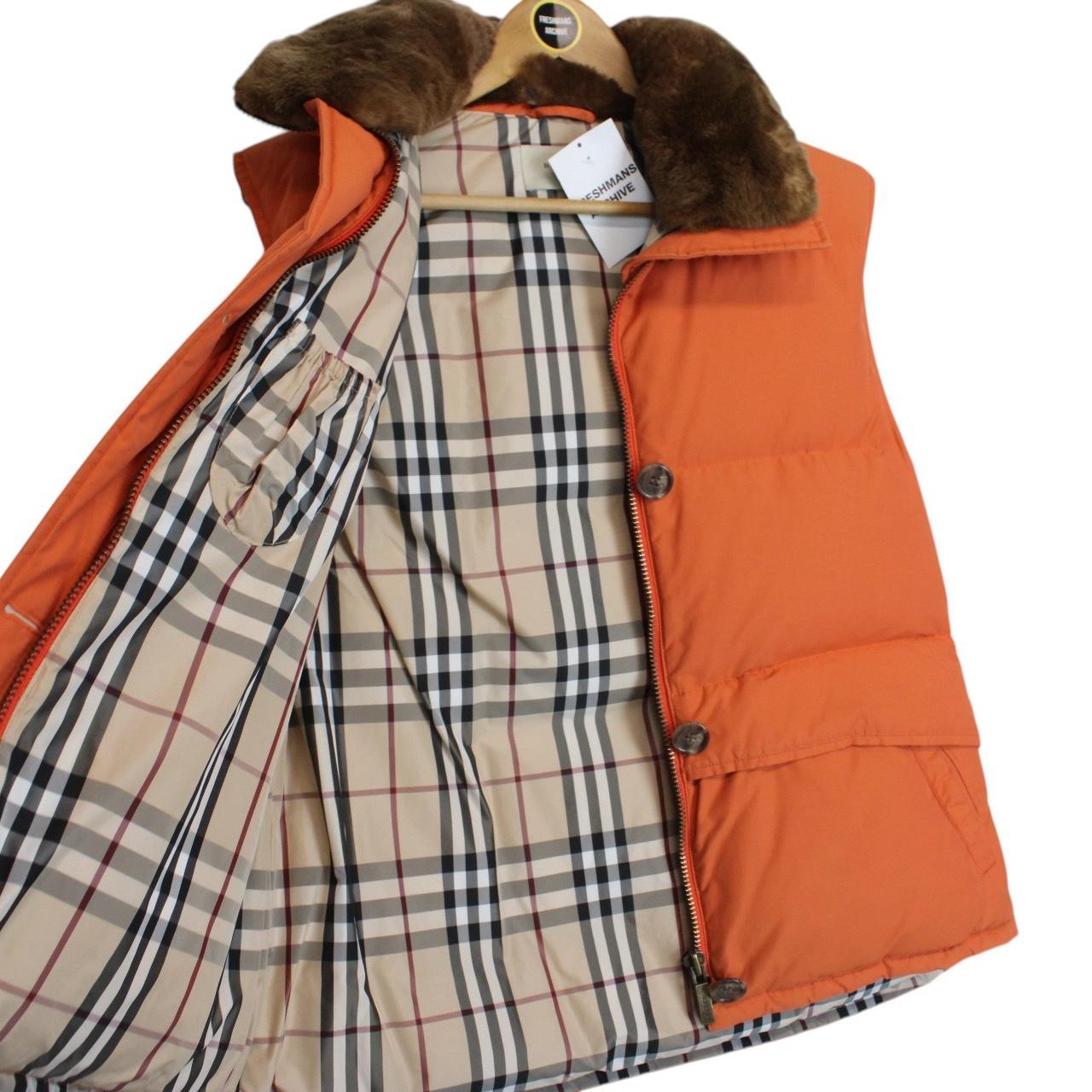 Burberry London Orange Nylon Blend Down Nova Check Gilet
