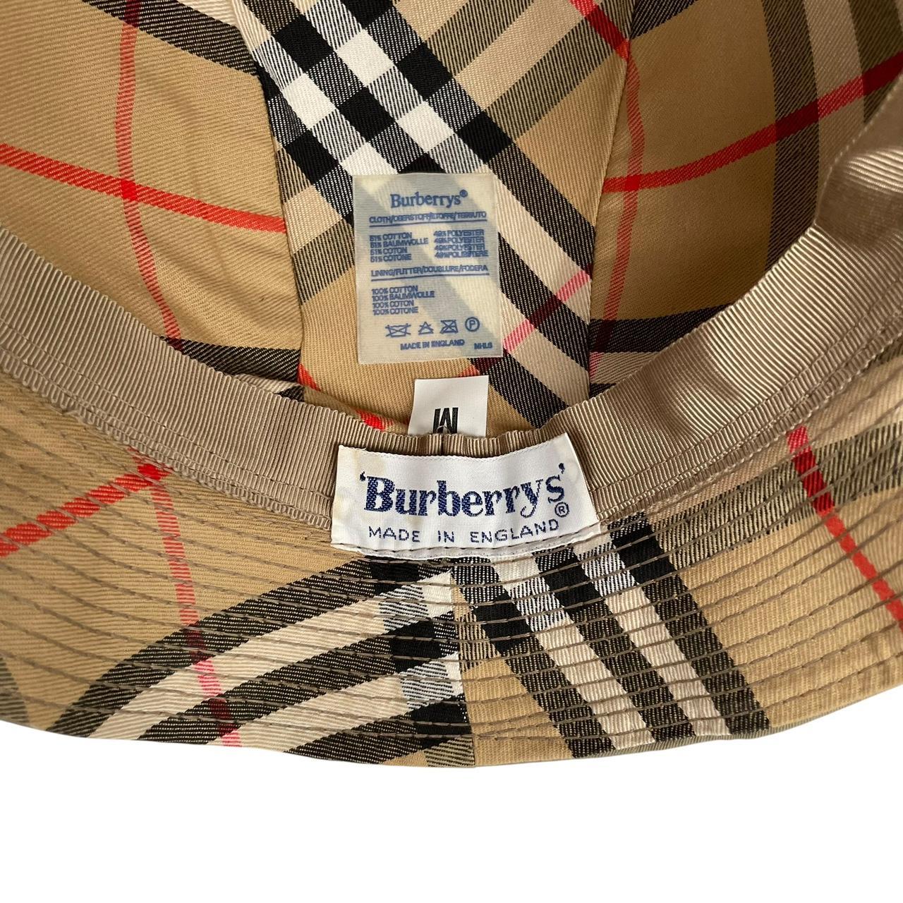Vintage 80s Burberry Khaki Green Nova Check Cotton Bucket Hat