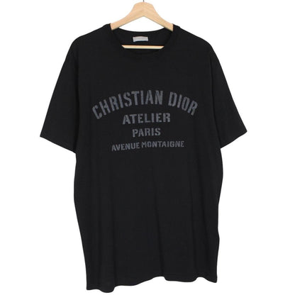 Dior Black Christian Dior Atelier Print Short Sleeve Oversized Cotton T-Shirt