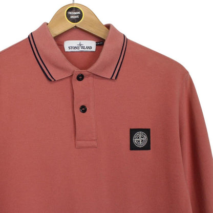 Stone Island AW 2019 Orange Long Sleeve Compass Polo Shirt