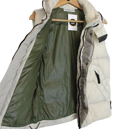 Vintage Stone Island Beige Opaque Nylon Tela Down Gilet / Bodywarmer