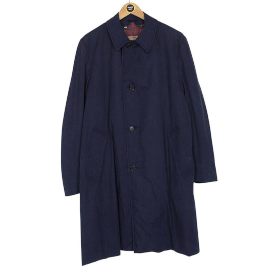 Vintage 80s Aquascutum Navy Blue Aqua 5 Cotton Blend Single Breasted Trench Coat