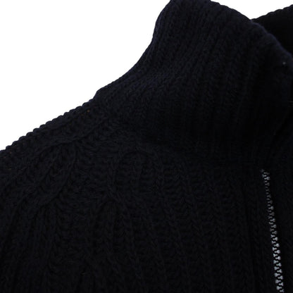 Vintage Stone Island AW 2001 Navy Blue Heavy Wool Knit Fill Zip Jumper