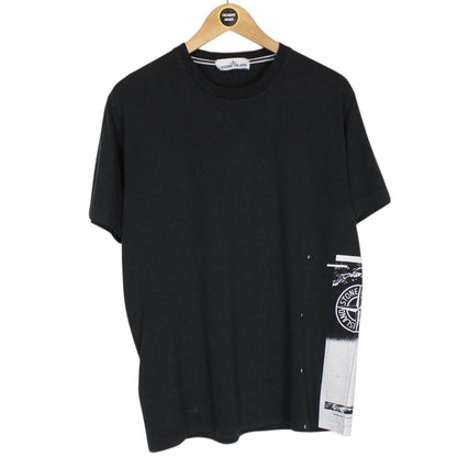 Stone Island SS 2020 Black and White Short Sleeve Logo Print T-Shirt