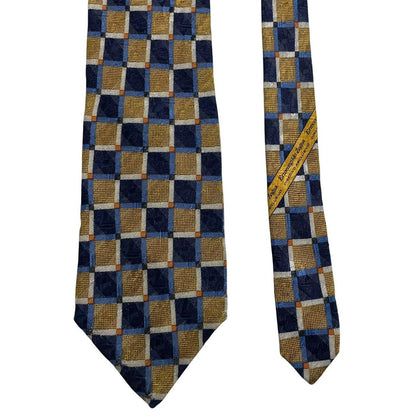 Ermenegildo Zegna cream silk tie with multicoloured abstract print design.