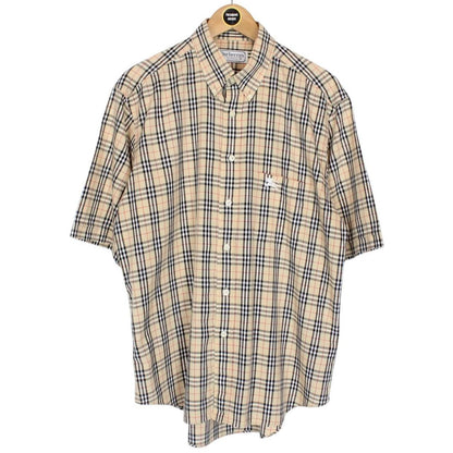Vintage 90s Burberry Beige Nova Check Short Sleeve Cotton Shirt