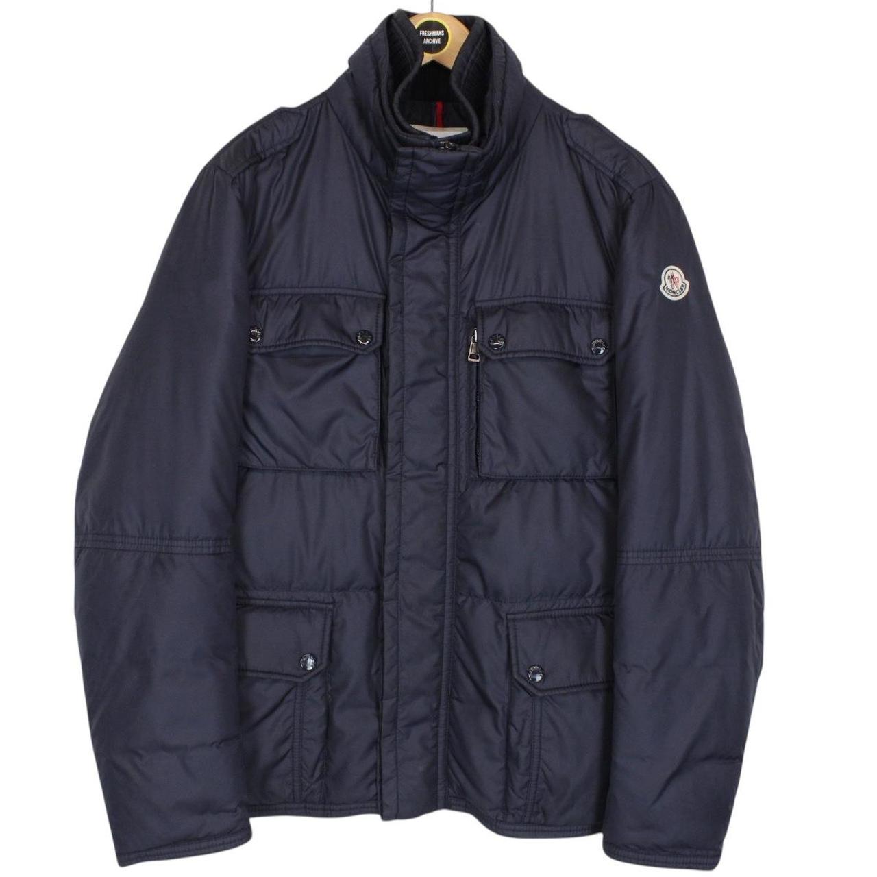Moncler Amazzone Navy Blue Full Zip Multipocket Down Jacket