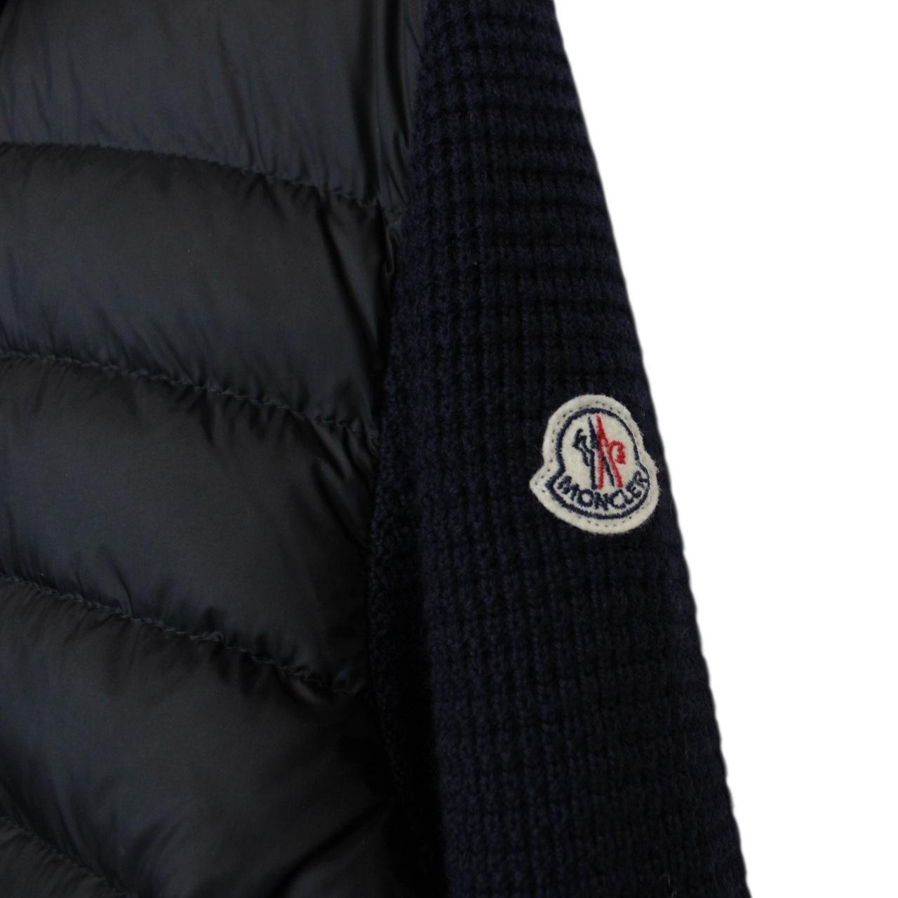 Moncler Navy Blue Wool/Nylon Hooded Maglione Tricot Cardigan Jacket