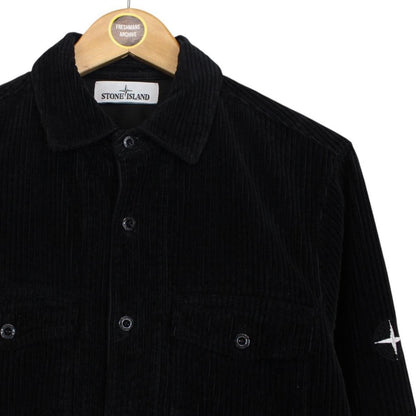 Stone Island AW 2020 Black Long Sleeve Jumbo Corduroy Shirt