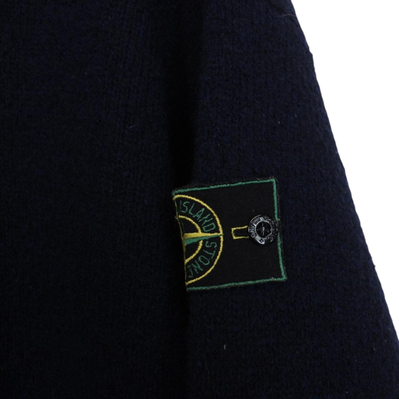 Vintage Stone Island AW 1995 Navy Blue Green Edge Badge Wool Knit Jumper