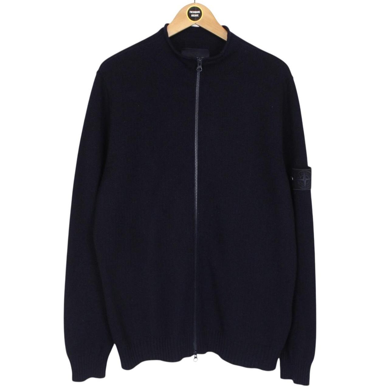 Stone Island Ghost AW 2022 Navy Blue Cashmere Knit Full Zip Jumper