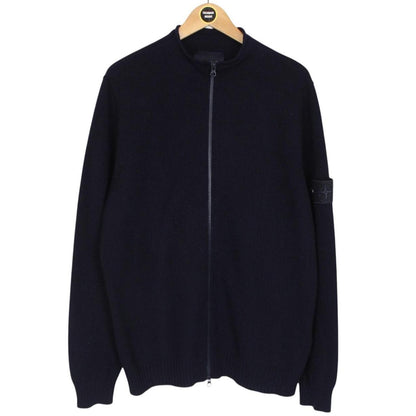 Stone Island Ghost AW 2022 Navy Blue Cashmere Knit Full Zip Jumper