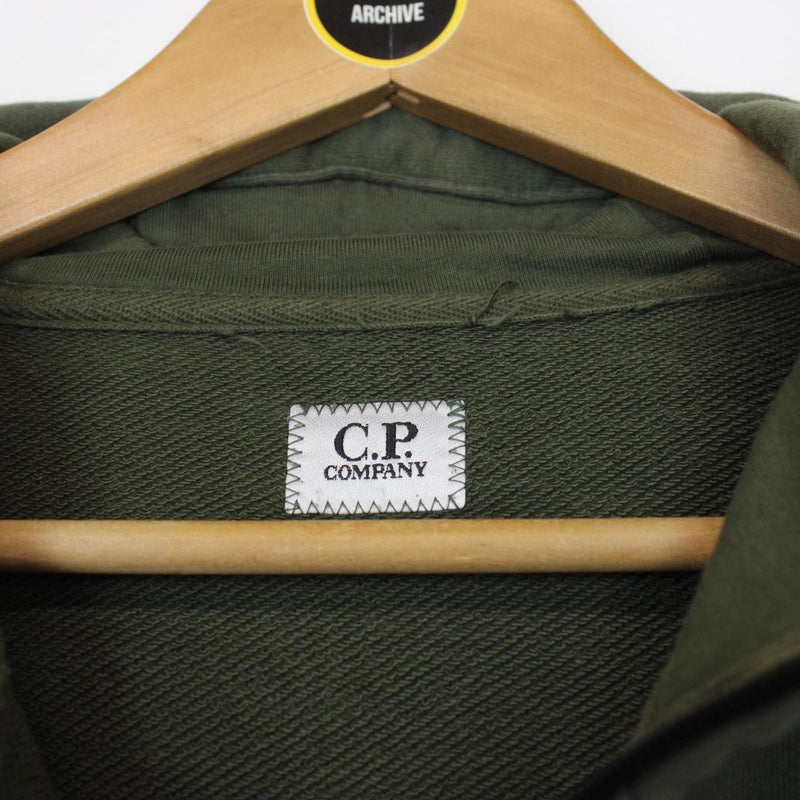 CP Company Green Cotton Full Zip Goggle Hoodie Jumper