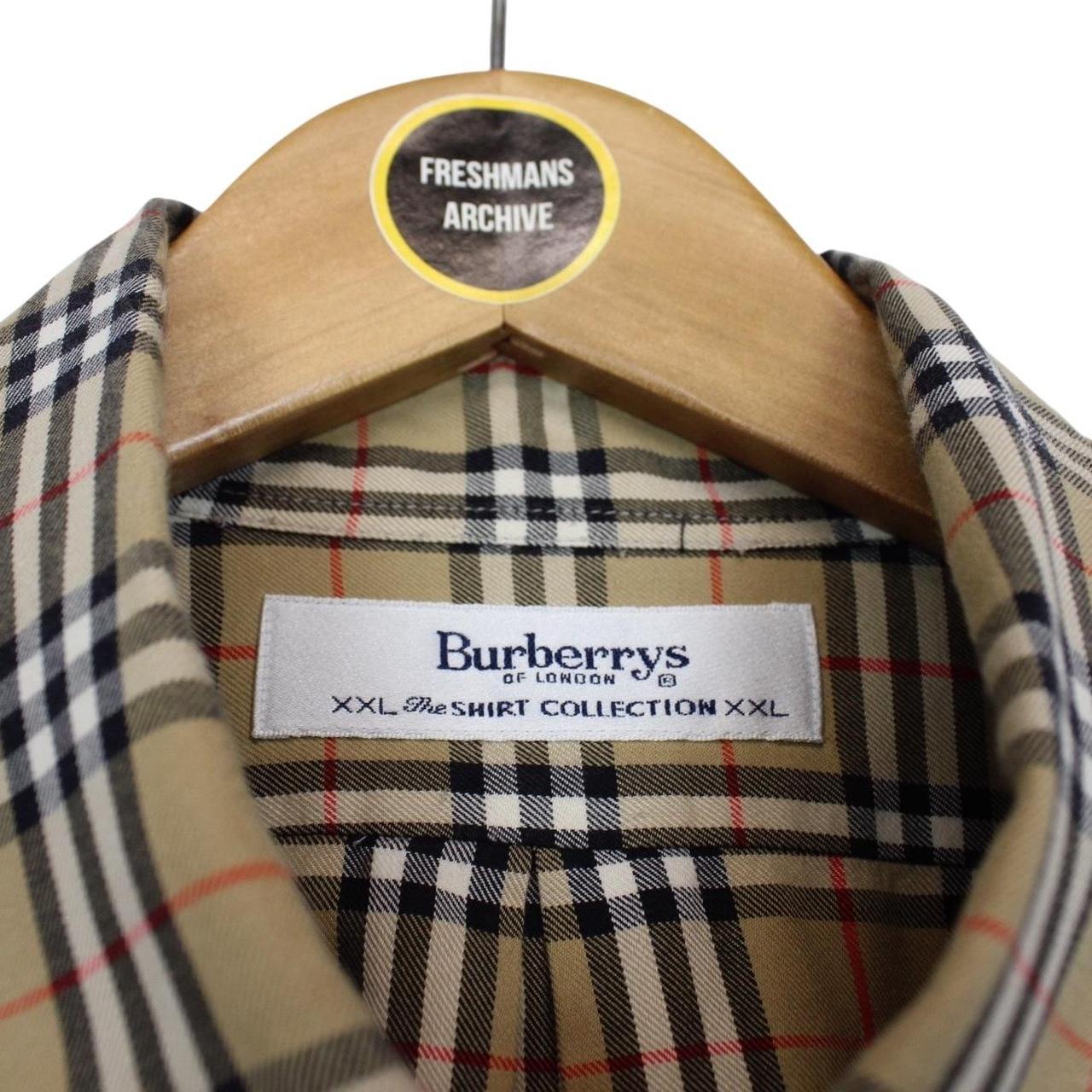 Vintage 90s Burberry Tan Brown Nova Check Long Sleeve Cotton Shirt
