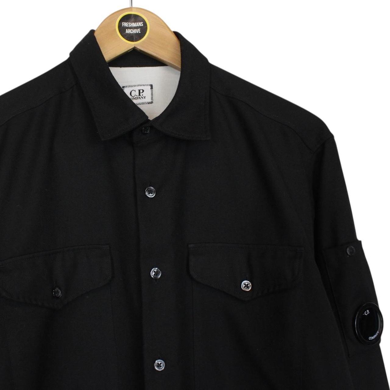 CP Company Black Button Up Military Double Pocket Lens Overshirt