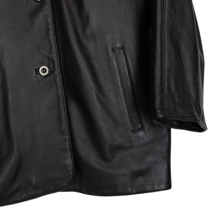 Vintage 90s Burberry Black Nova Check Lined Leather Coat