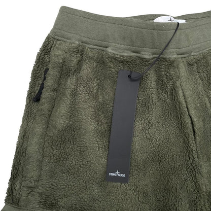 Stone Island AW 2021 Green Teddy Fleece Cotton Cargo Shorts