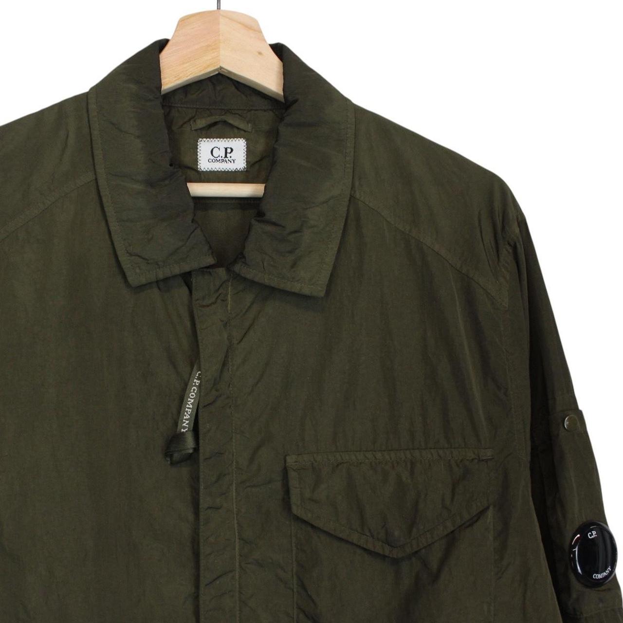 CP Company Khaki Green Chrome Nylon Garment Dyed Lens Overshirt Jacket