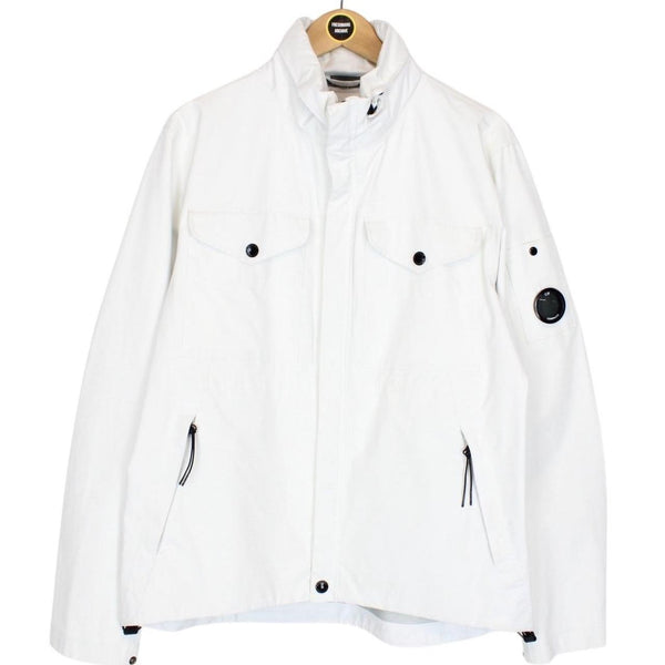 CP Company White T-Mack Full Zip Waterproof Lens Jacket