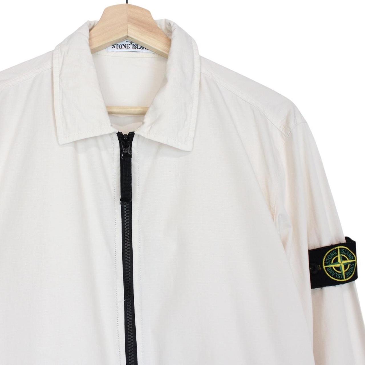 Stone Island SS 2019 Cream Full Zip Ripstop Cotton Overshirt Jacket