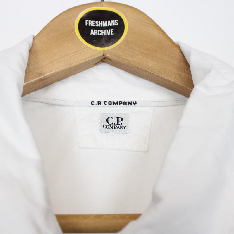 CP Company White Full Zip Cotton Lens Overshirt