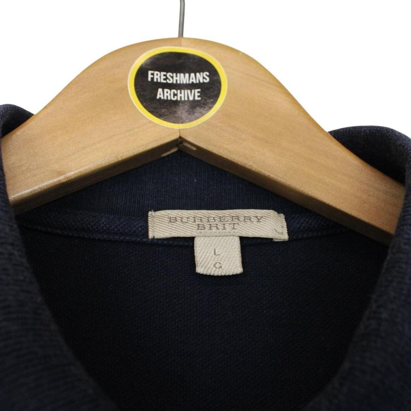 Burberry Brit Navy Blue Nova Check Short Sleeve Cotton Polo Shirt